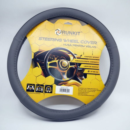 Accesorii Auto - Husa de volan piele sintetica RUNKIT Gri (37-39 cm)