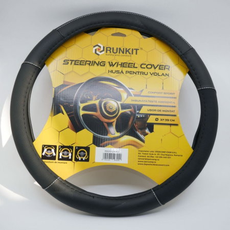 Accesorii Auto - Husa de volan piele sintetica RUNKIT Negru (37-39 cm)