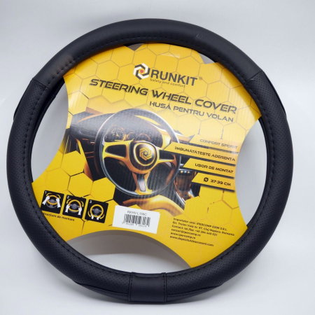 Accesorii Auto - Husa de volan piele sintetica RUNKIT Negru (37-39 cm)