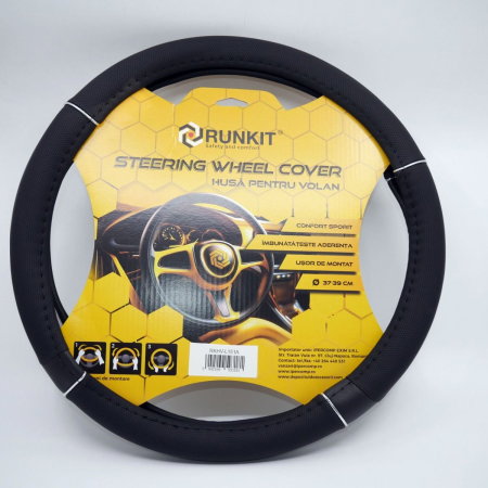 Accesorii Auto - Husa de volan piele sintetica RUNKIT Negru (37-39 cm)