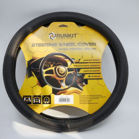 Import - Husa de volan piele sintetica RUNKIT Negru (37-39 cm)