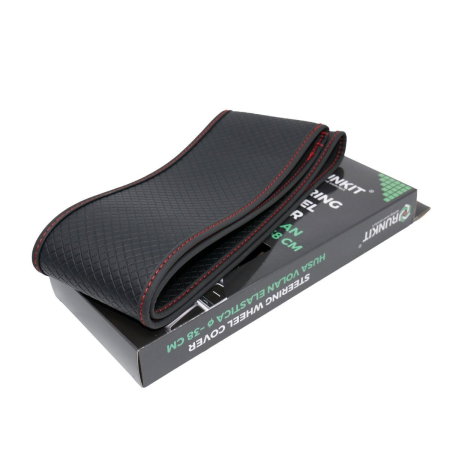Accesorii Auto - Husa volan elastica negru/cusatura rosie Runkit - 38 cm