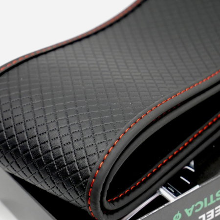 Husa volan elastica negru/cusatura rosie Runkit - 38 cm [1]