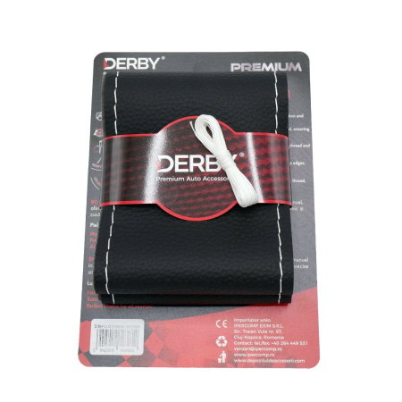 Accesorii Auto - Husa volan neagra cu ac si ata 80 g, cusatura alba DERBY