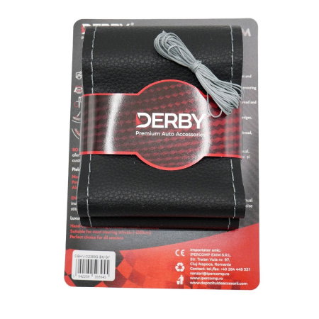 Accesorii Auto - Husa volan neagra cu ac si ata 80 g, cusatura gri DERBY