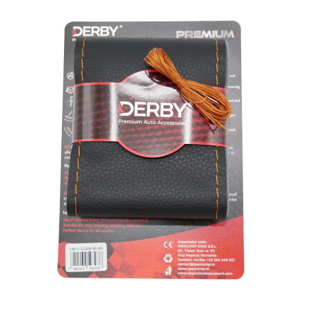 Accesorii Auto - Husa volan neagra cu ac si ata 80 g, cusatura maro DERBY
