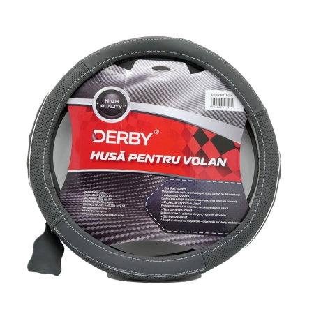 Accesorii Auto - Husa volan piele naturala DERBY Gri Alb (37-39 cm)