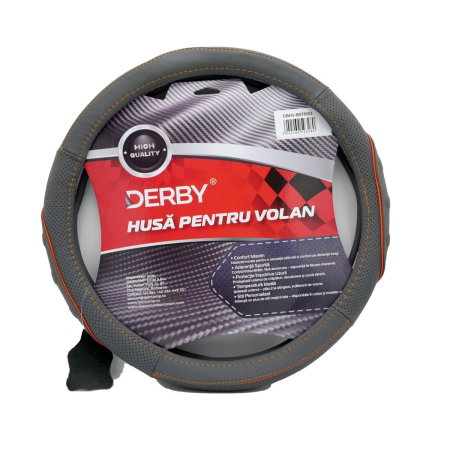 Accesorii Auto - Husa volan piele naturala DERBY Gri Orange (37-39 cm)