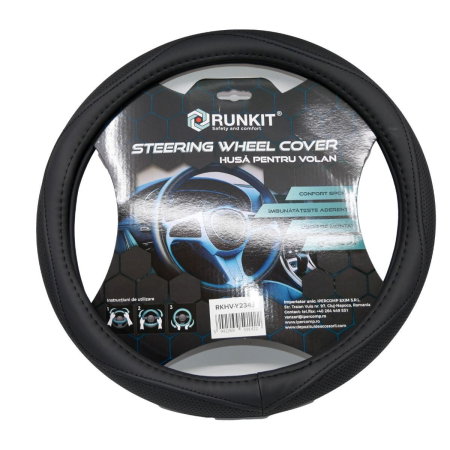 Accesorii Auto - Husa volan piele sintetica Negru (37-39 CM)