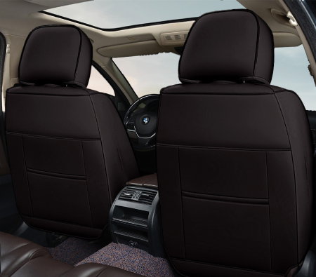 Huse auto premium 5 locuri Carguard Deluxe piele ecologica perforata - negru - crem [3]