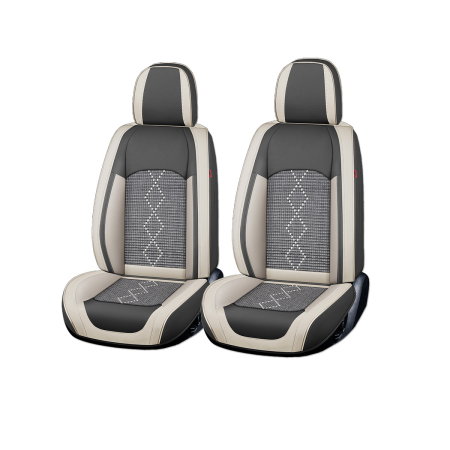 Huse scaun (Accesorii interior) - Huse auto premium 5 locuri Carguard Deluxe piele ecologica perforata si textil - gri deschis - gri inchis