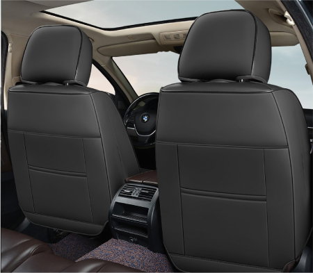 Huse auto premium 5 locuri Carguard Deluxe piele ecologica perforata si textil - negru - rosu inchis [3]
