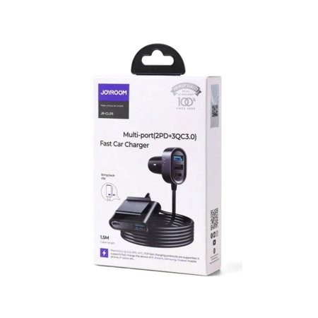 Suporturi Auto - Încărcător Auto Joyroom JR-CL05 (78W), 5 Porturi (2x USB-C PD, 3x USB-A QC 3.0) + Cablu, Negru