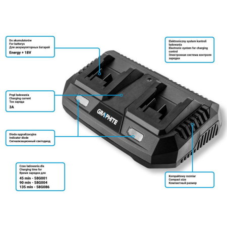 Incarcator dublu pentru bateriile Energy+ 58G085 GRAPHITE [1]