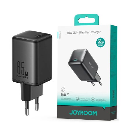Branduri - Încărcător Rețea Joyroom JR-TCG18 GaN 65W (2x USB-C) + Cablu Type-C 1m, Alb