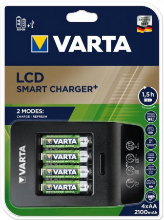 incarcatoare baterii micro (Baterii) - incarcator VARTA LCD Smart Plus CHARGER+4xAA 2100 mAh (57684101441)