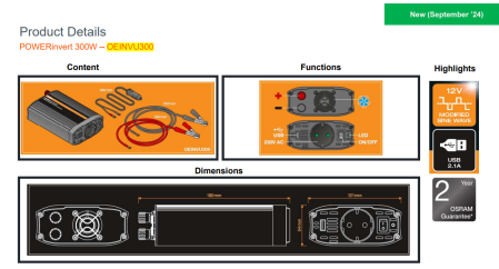 Invertor Osram POWERinvert Modified Sine Wave Inverter 12V DC 300W [3]