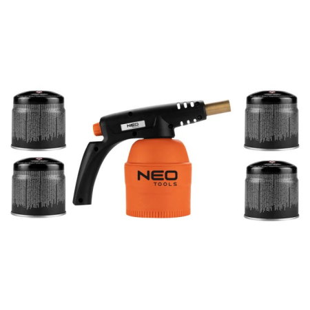 Lampa cu gaz (Scule si echipamente service) - Lampa de sudura cu gaz pe cartuse de 190 g + 4 cartuse de gaz reincarcabile 20-045 NEO