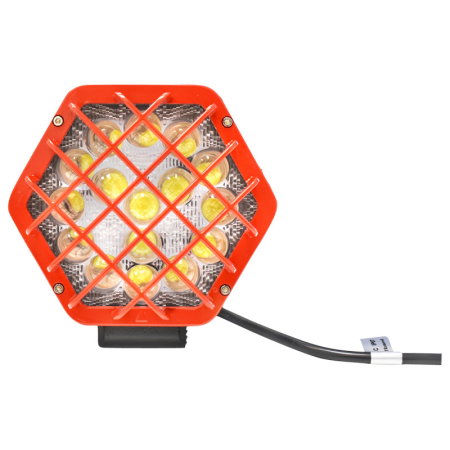Proiectoare si Bare LED Off-road (Accesorii exterior) - Lampa hexagonala grilaj metalic rosu 16 LED-uri DC 10-80V 48W unghi 6