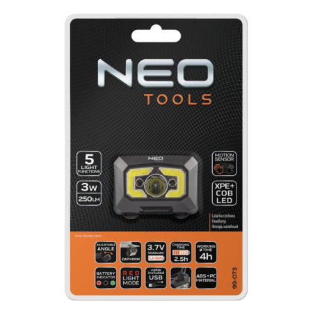 Lanterna de cap reincarcabila USB 250lm COB LED, cu senzor de miscare [3]