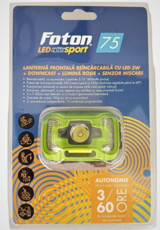 Lanterne si proiectoare (Scule si echipamente service) - Lanterna frontala cu senzor Foton Sport HL5638 5W+COB 300 lumeni