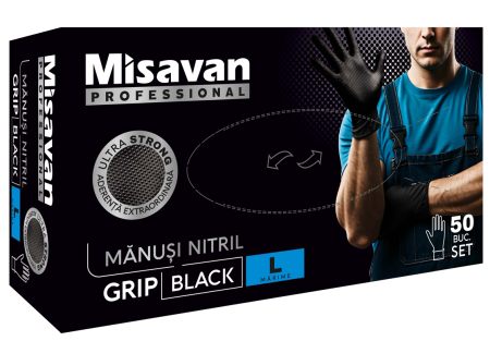 Import - Manusi nitril Grip Misavan - negru - marimea L ● 50 buc.