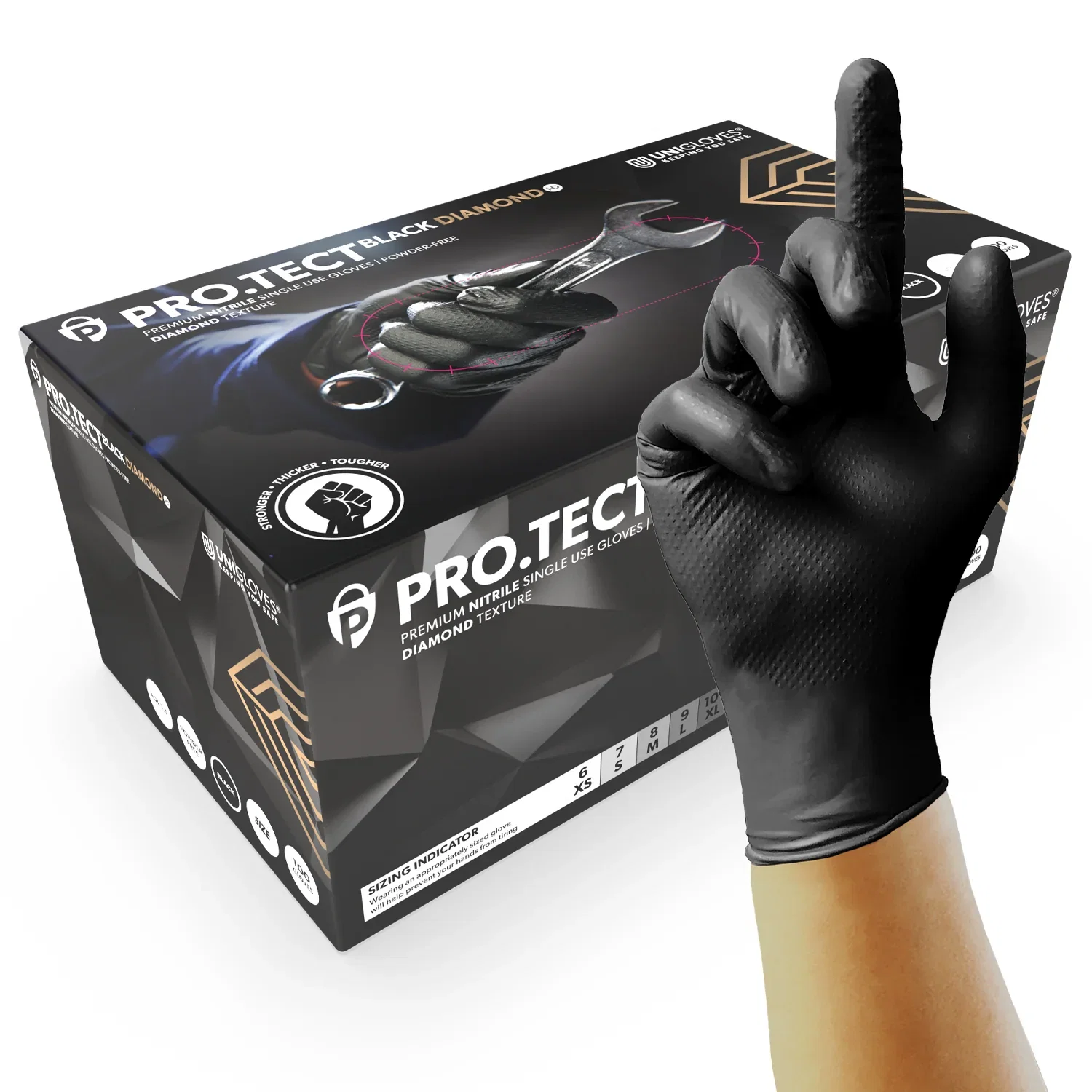 Manusi nitril PROTECT Black Diamond HD XL ● 100 buc [4]