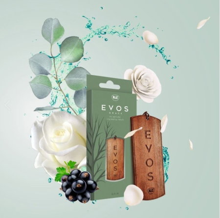 Odorizant Auto din Lemn Masiv K2 EVOS GRACE GAIA, Parfum Floral-Chypre (Coacăze Negre, Trandafir, Paciuli), Pandantiv Elegant [2]