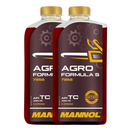 Consumabile Moto - Pachet 2 litri Ulei MANNOL Agro Formula S Sintetic 2-Takt (Utilizare Intensivă, Fără Fum)