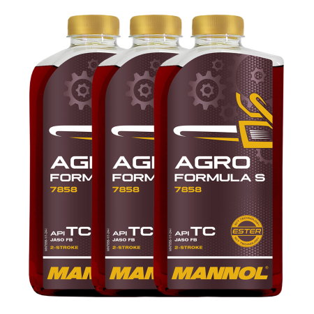 Consumabile Moto - Pachet 3 litri Ulei MANNOL Agro Formula S Sintetic 2-Takt (Utilizare Intensivă, Fără Fum)