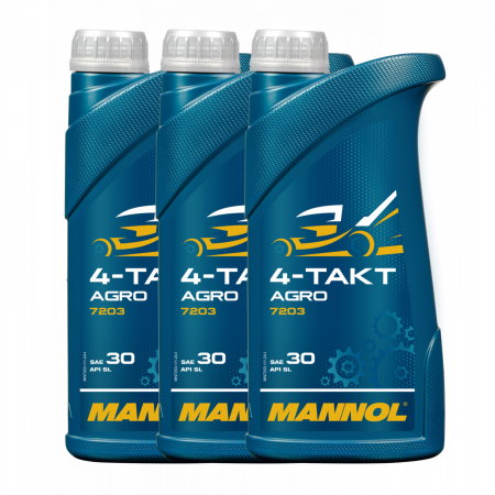Consumabile Moto - Pachet 3 litri Ulei Motor drujba MANNOL 4-Takt Agro SAE 30 Mineral (Utilaje Grădină, Anti-depuneri)