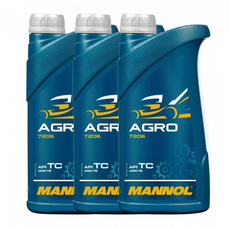 Consumabile Moto - Pachet 3 litri Ulei Motor MANNOL Agro 2-Takt Mineral (Utilaje Grădină, Husqvarna, Culoare Verde)