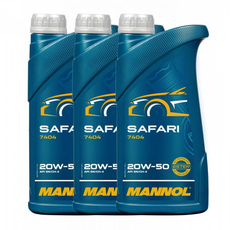 20W50 - Pachet 3 litri Ulei Motor MANNOL Safari 20W50 - Semi-Sintetic, Protecție Motoare Uzate/Condiții Dificile