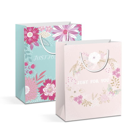 Casa si Gradina - Set 2 x Pungă cadou - hârtie rezistentă, 17.8 x 10.2 x 22.8 cm (Modele festive)
