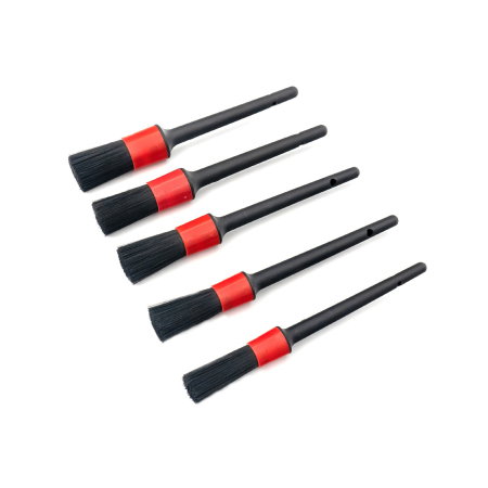 Produse Cosmetica Auto - Set 5 Pensule Profesionale Detailing Auto – Interior & Exterior, Peri Sintetici Anti-Zgârieturi