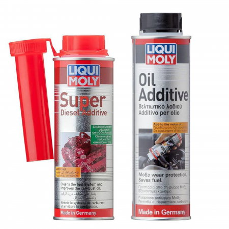Branduri - Pachet Intretinere Diesel Liqui Moly: Aditiv Ulei cu MoS2 (300ml) + Aditiv Super Diesel (250ml), Protectie Antifrecare si Curatare Injectoare