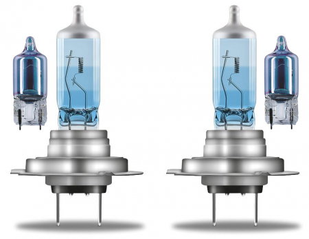Halogen - Pachet Osram Cool Blue: 2 Becuri H7 pentru Faza Scurta și 2 Becuri W5W pentru Pozitie