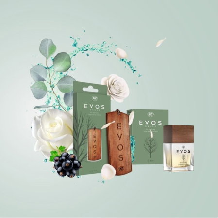 Pachet Complet Odorizant Auto K2 EVOS GRACE GAIA: Pandantiv Lemn + Parfum Spray 50ml, Aromă Floral-Chypre (Coacăze, Trandafir, Paciuli) [1]