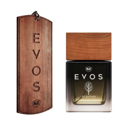 Pachet Complet Odorizant Auto K2 EVOS SPARTA: Pandantiv Lemn + Parfum Spray 50ml, Aromă Chypre (Grapefruit, Cedru, Mosc) [2]