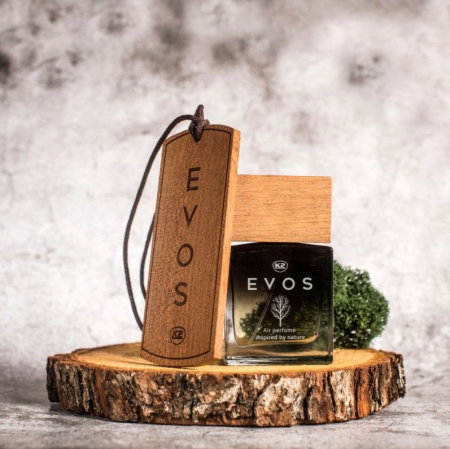 Pachet Complet Odorizant Auto K2 EVOS UNICORN: Pandantiv Lemn + Parfum Spray 50ml, Aromă Fructată (Piersică, Plumeria, Santal) [4]