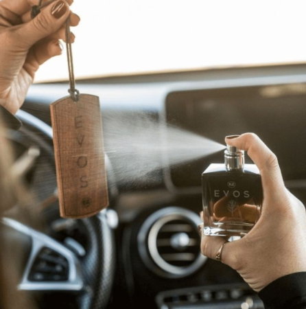 Pachet Complet Odorizant Auto K2 EVOS VIKING: Pandantiv Lemn + Parfum Spray 50ml, Aromă Acvatică (Lime, Flori de Apă, Mosc) [6]