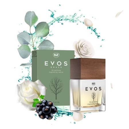 Parfum Auto Spray K2 EVOS GRACE GAIA 50ml, Aromă Floral-Chypre (Coacăze Negre, Trandafir, Paciuli), Sticlă cu Dop de Lemn [2]