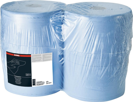 Solutie curatat pardoseli (Curatenie service) - Rola de hartie albastra, 2 straturi, 1000 hartii, 38x36cm, (1 rola), E-COLL