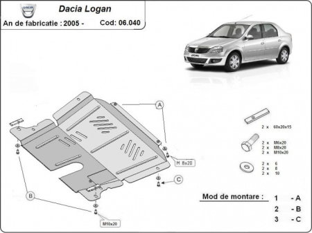 Materom - Scut metalic motor, cutie de viteza