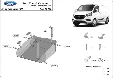 Materom - Scut metalic motor FORD Transit Custom