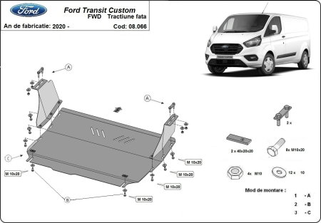Materom - Scut metalic motor FORD Transit Custom