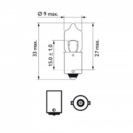 Set 10 Becuri Auxiliare H10W 12V 10W BA9S [2]