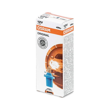 Electrica si Electronice Auto - Set 10 Becuri Bord BX8.5D, Soclu Albastru, 12V 1.2W,  Osram