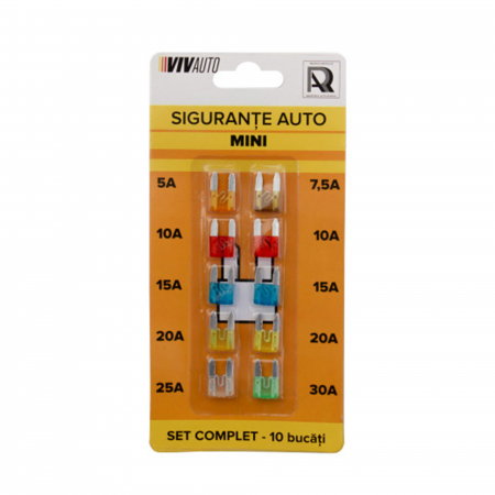 Electrica si Electronice Auto - Set 10 sigurante auto mini VIvauto, 5A-30A