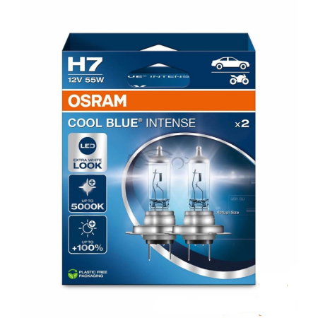 Halogen - Set 2 Becuri Halogen OSRAM Cool Blue Intense H7, 12V, 55W – 5000K, +100% Luminozitate